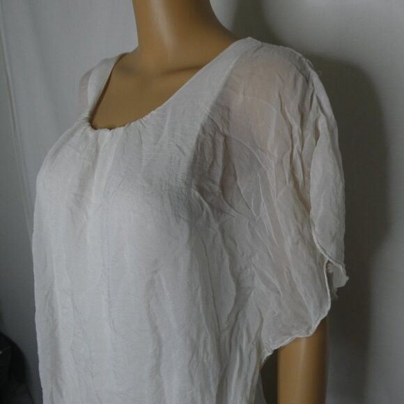Elena Baldi Silk Sheer Flutter Sleeve Blouse Top - Picture 2 of 9
